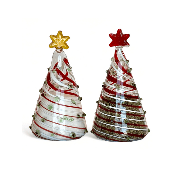 Gift Essentials Christmas Salt and Pepper Shakers Christmas Trees Hand-Blown Glass