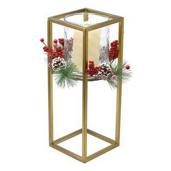 Christmas Berry Small Candle Holder Metal Led Pinecones Home Decor Ge1016