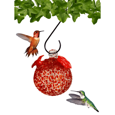 Gift Essentials Glass Hummingbird Feeder Red Textured, 8 oz. Capacity