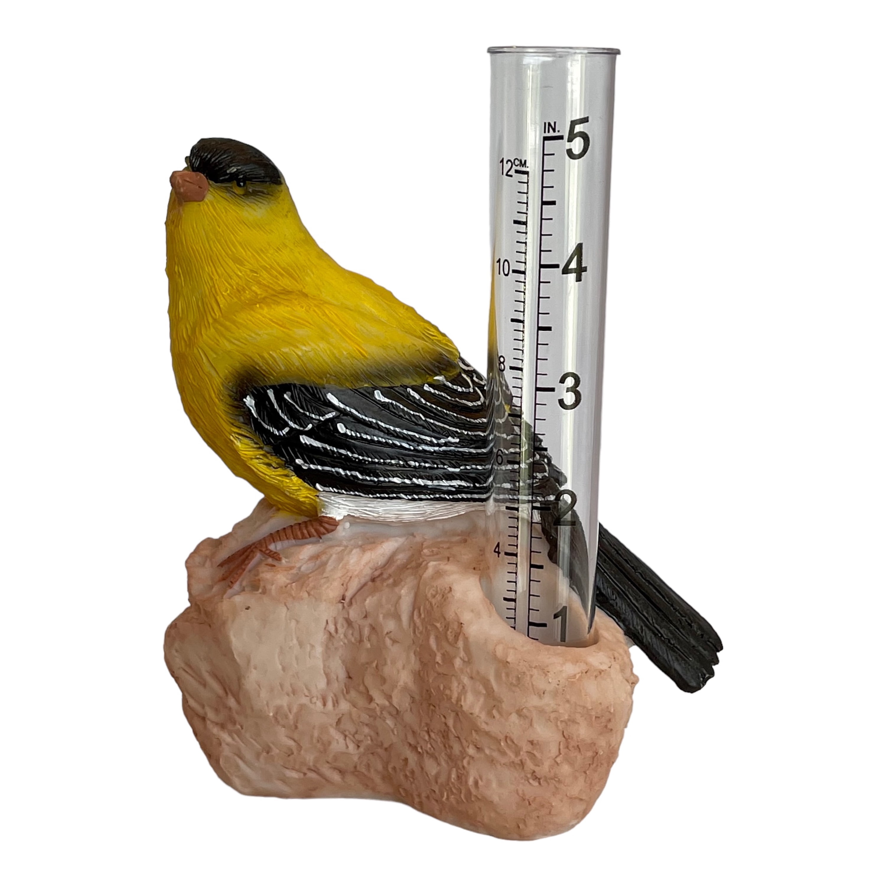 Goldfinch Resin Garden Rain Gauge with Plastic Tube