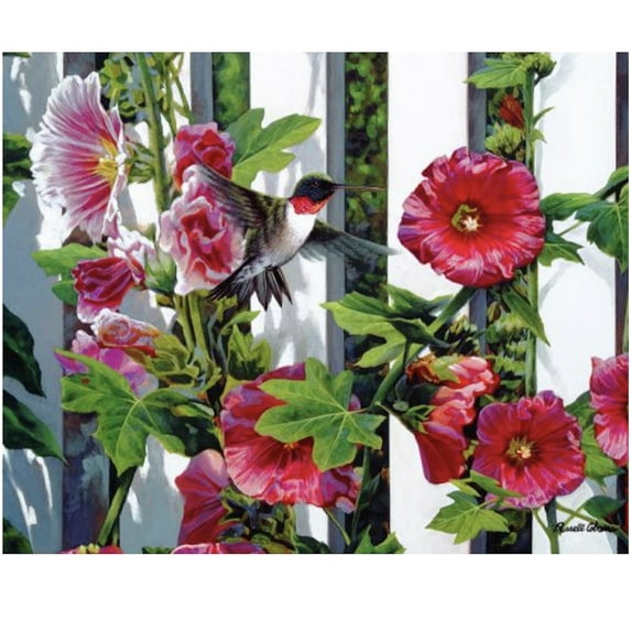 Gift Essentials Jigsaw Puzzles Hummingbird and Hollyhocks 1000 Piece Puzzle