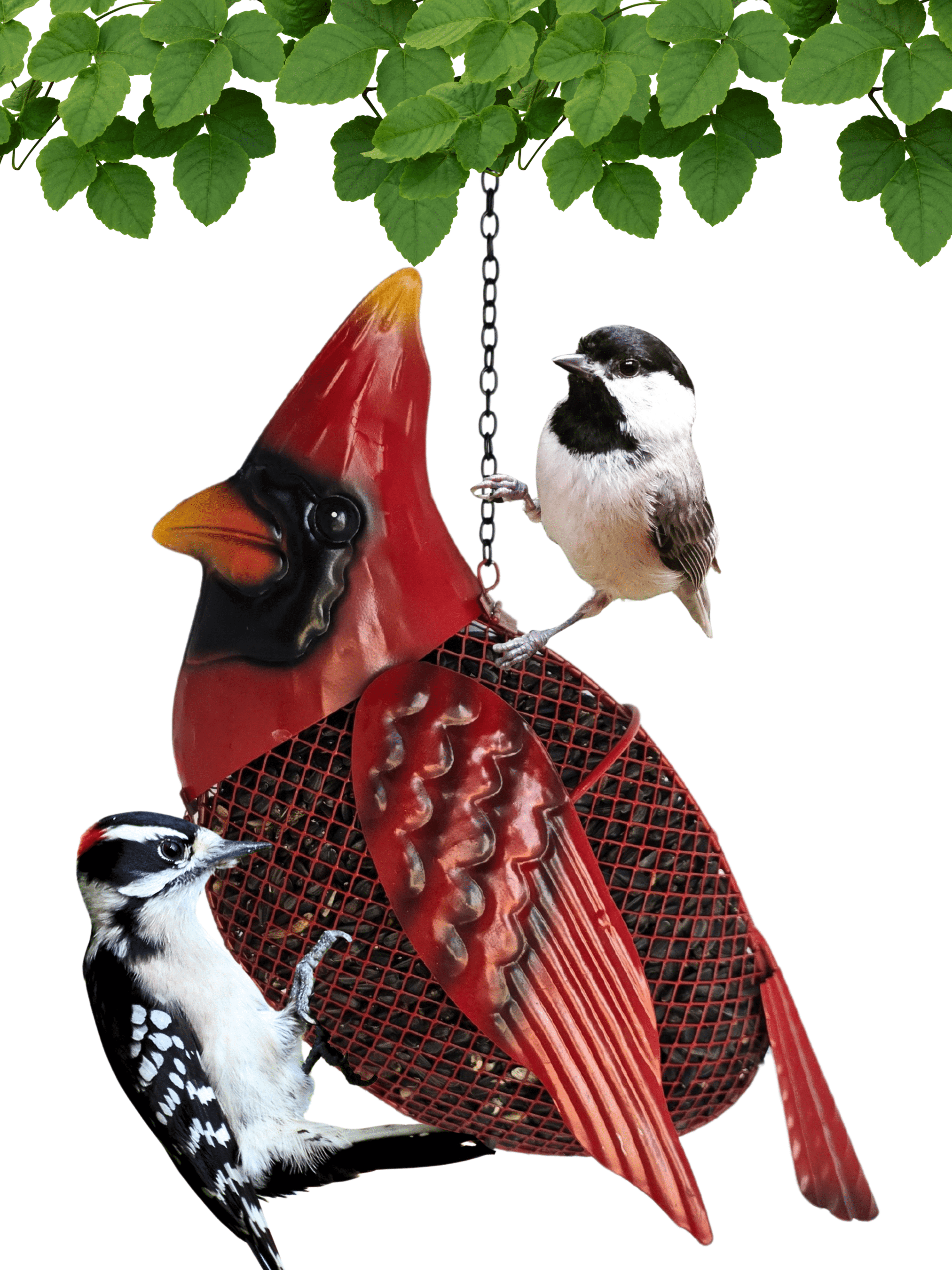 Gift Essentials Mesh Bird Feeder Cardinal Metal Sunflower Seed Feeder, Red