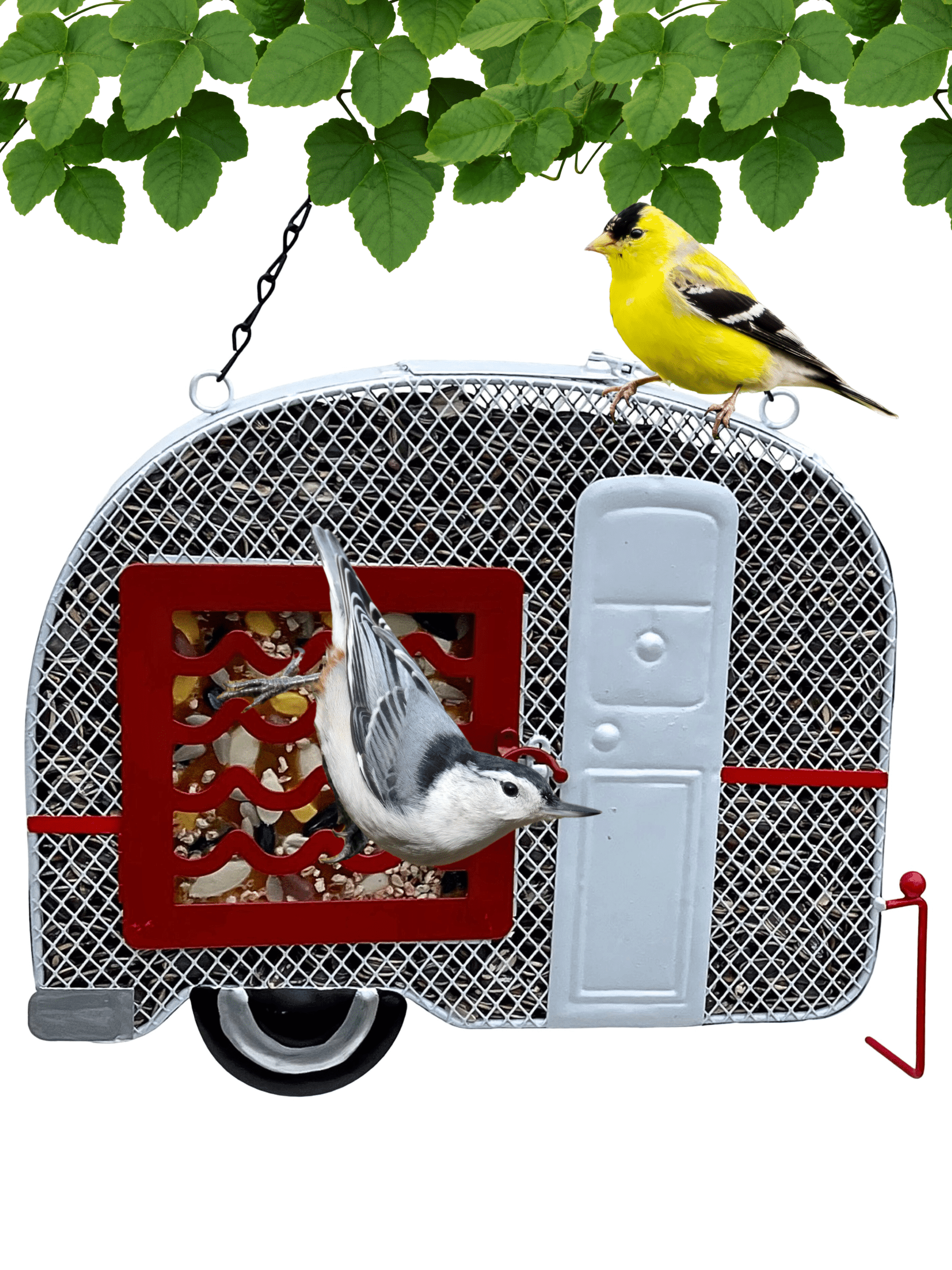 Gift Essentials Mesh Bird Feeder, Metal Sunflower Seed and Suet Feeder, White Camper