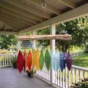 Blue Handworks Rainbow Glass Wind Chimes, Leaves