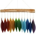 thumbnail image 1 of Blue Handworks Rainbow Glass Chime, Sandblasted Glass and Found Wood Handcrafted Wind Chime, 1 of 8