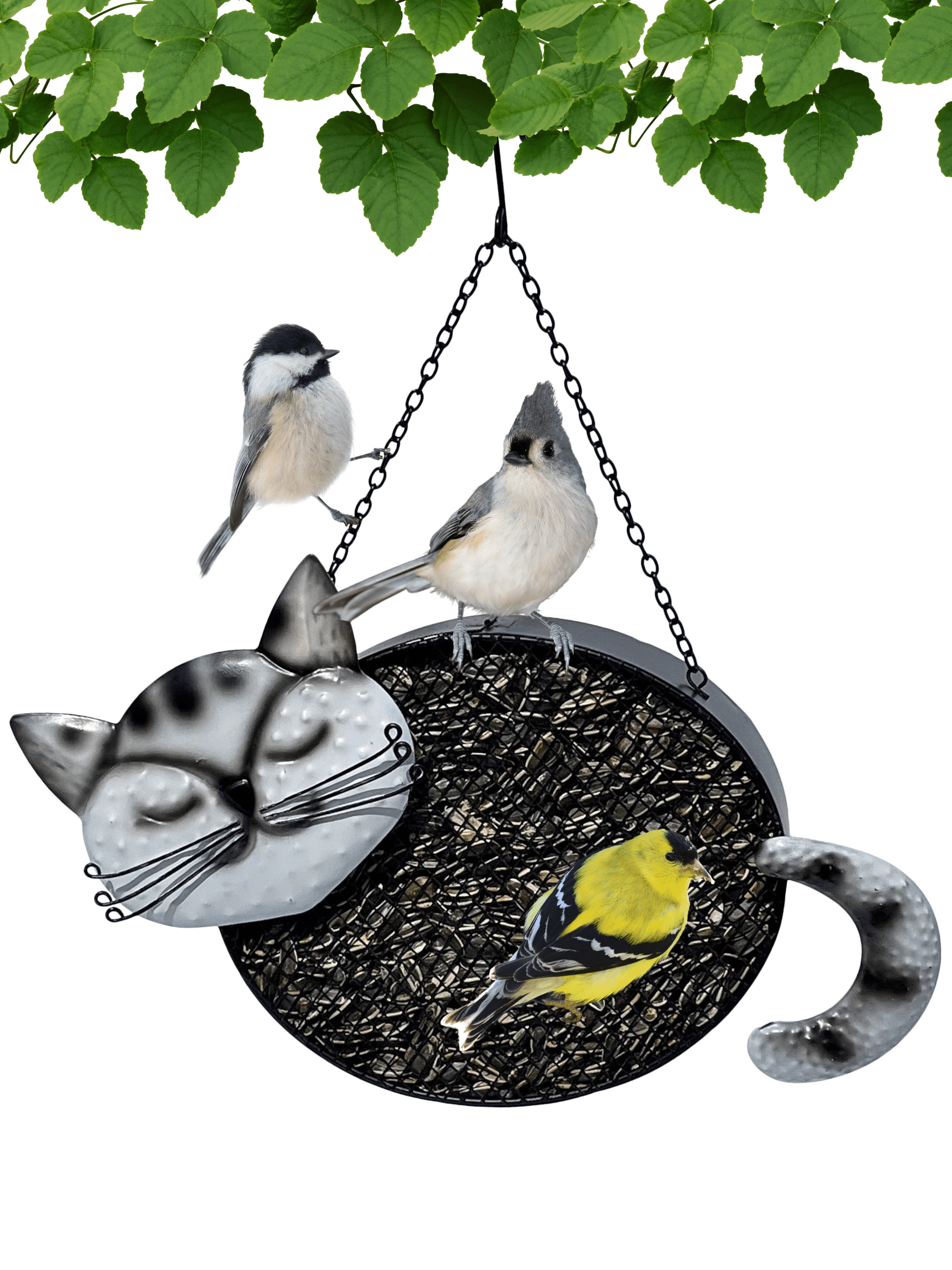 Gift Essentials Revenge of the Birds Cat Metal Mesh Bird Feeder GEF1003