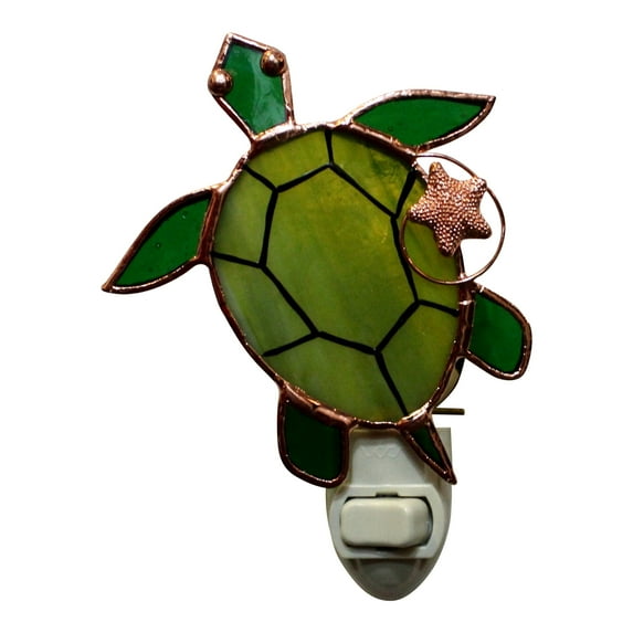 Gift Essentials Sea Turtle Night Light Green Stained Glass Nightlight Incandescent Light Bulb