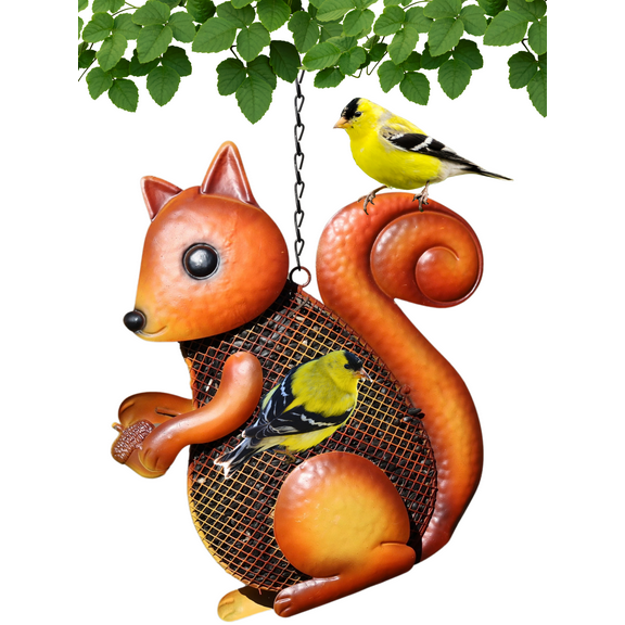 Gift Essentials Sunflower Seed Feeder Squirrel Metal Mesh Bird Feeder, Brown