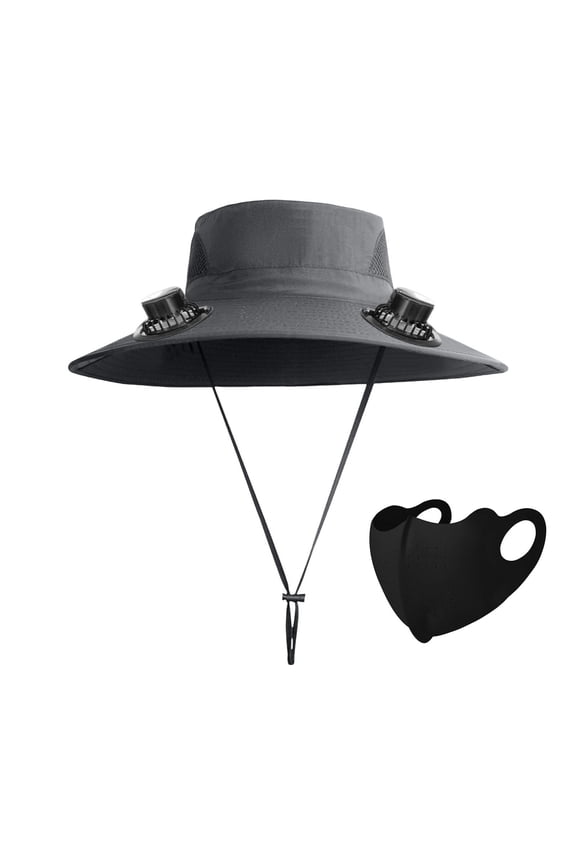 Gift Facemask Solar-Powered Cooling Hat With Dual Fans & Usb Charging – Wide Brim Summer Fishing Hat For Outdoor Hiking, Beach, Gardening – Adjustable Uv Sun Protection Hat With Strong Wind Cooling