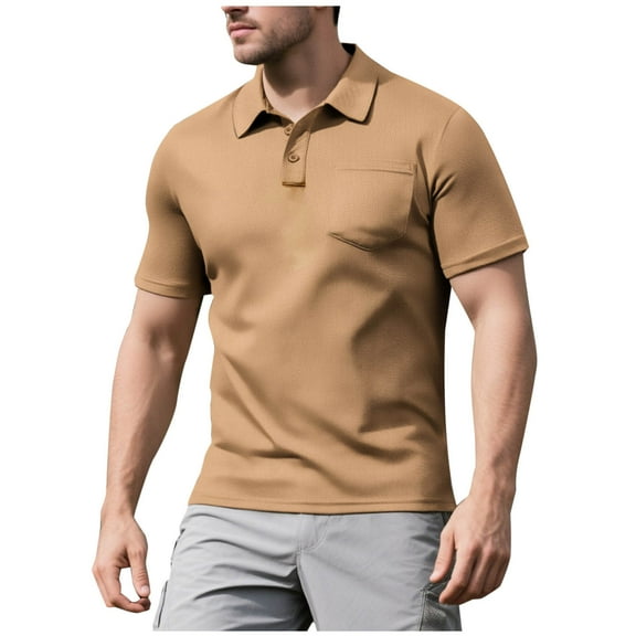 Gift for Father's Day Summer Fashion Plus Size Mens Shirts Trendy Clothes 2025 Casual Basic Crew Neck Short Sleeve With Turndown Collar Up to 65% off!