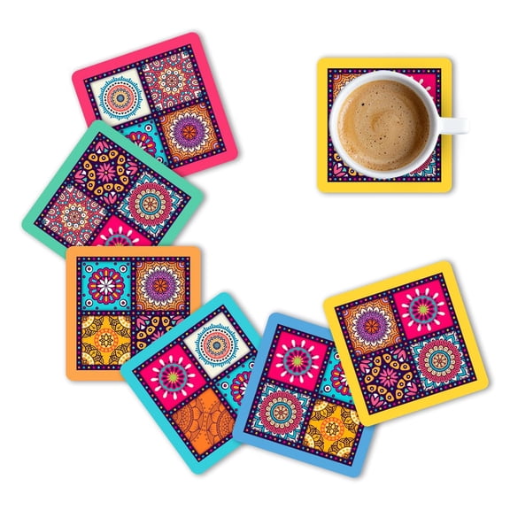 Gift, Fit for Tea Cups, Coffee Mugs and Glasses 4 8 12 (3.5X3.5 Inch) Square 9 (Set of 6)