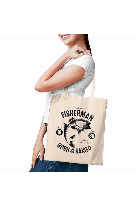 Gift For 35 Years Old Fisherman Fishing 1986 35Th Birthday Tote Bags