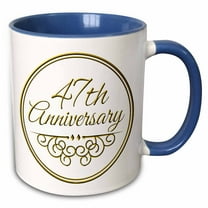 3drose, Gift for 47th Anniversary - Gold Text for Celebrating Wedding Anniversaries - 47 Years Married Together, 11oz Two-tone Blue Mug