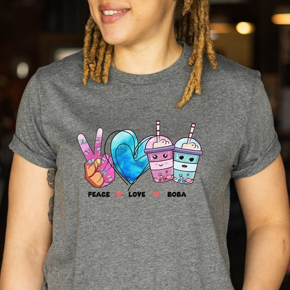 Gift For Boba Lover | Bubble Tea Lover Shirt | Peace Tee | Kindness Gift | Boba Tea Shirt | Bubble Tea T-Shirt | Peace Love Coffee Shirts (Colors:White; Sizes:YOUTH L;)