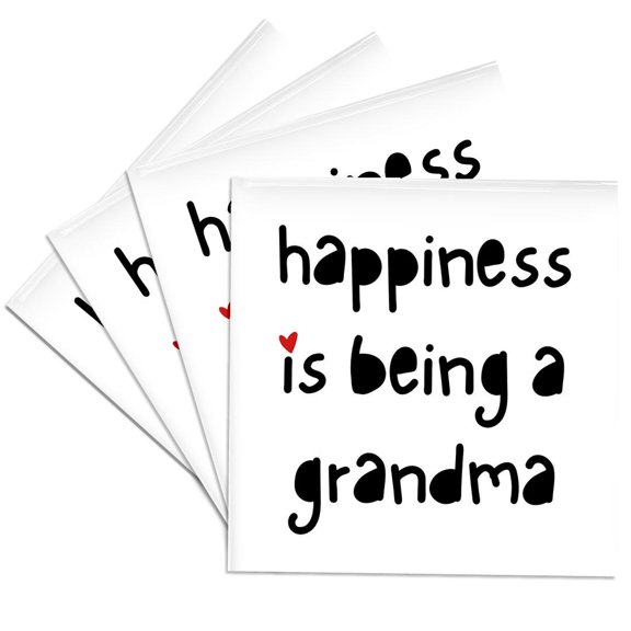 3drose, Gift for Grandma on Mothers Day Happiness Is Being a Grandma, Set of 4 Ceramic Tile Coasters