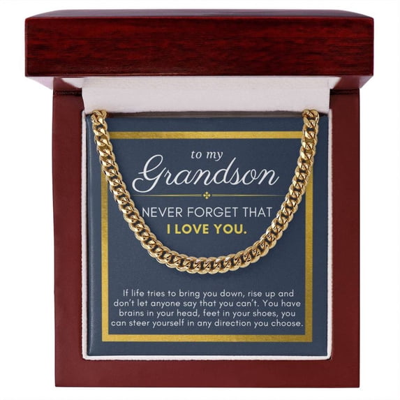 Gift For Grandson, Steer Yourself in Any Direction Cuban Chain Men Necklace