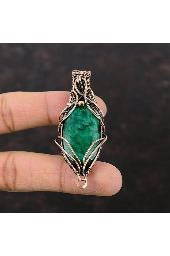 Gift For Her Copper Jewelry Wire Wrapped Pendant Amazing Chain Pendant 2.68"