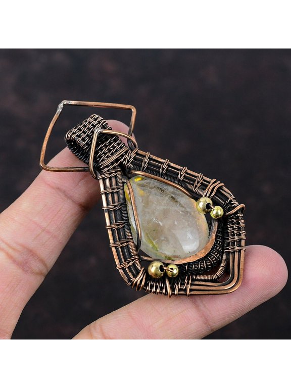 Gift For Her Rainbow Mystic Opal Wire Wrapped Pendant Copper Jewelry 3.03"