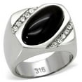 thumbnail image 1 of Gift For Him Men's Rings Stainless Steel Oval Black Onyx, 1 of 7