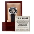 thumbnail image 1 of Gift For Husband Important To Me - Men's Openwork Watch - Mahogany Gift Box, 1 of 6