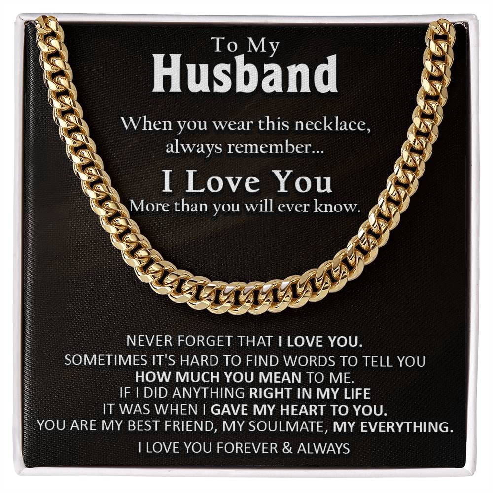 Chain Message Card Gift For Husband - Words, Cuban Link Chain, Stainless Steel or Yellow ...