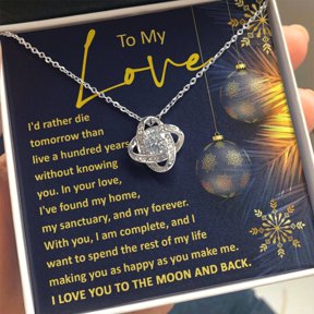 Gift For My Love-A Hundred Years Love Knot Necklace Message Card