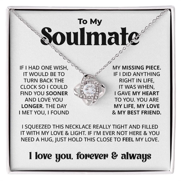 Gift For My Soulmate - Missing Piece - Love Knot Necklace - Gift For Soulmate For Birthday Anniversary Christmas Mother's Day Valentines Day