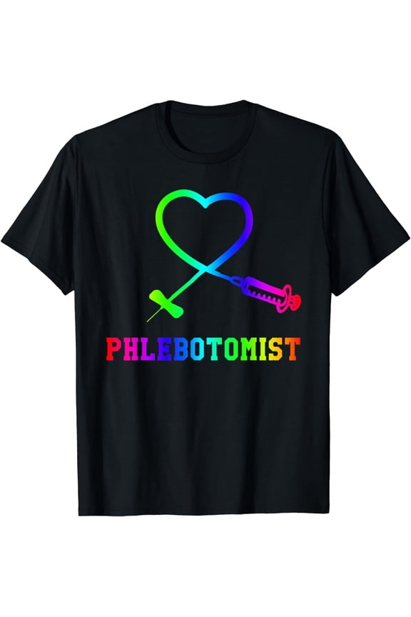 Gift For Phlebotomist Phlebotomy Butterfly Needle Heart T-Shirt