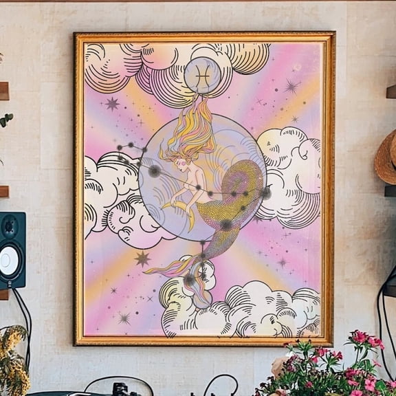Gift For Pisces Zodiac Poster Pisces Poster Pisces Decor Zodiac Print Celestial Art Pisces Poster Witchy Decor Witchy Wall Art