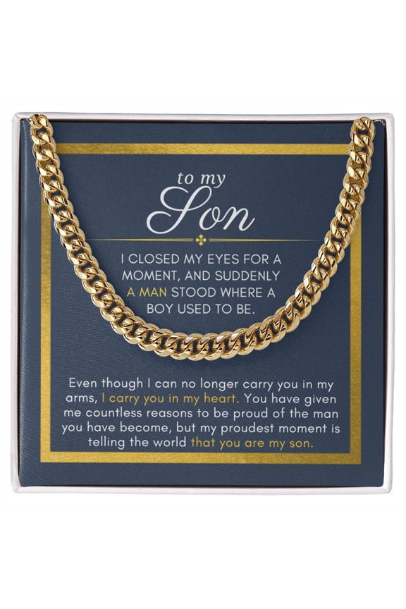 Gift For Son, Graduation Encouragement Message Cuban Chain Men Necklace