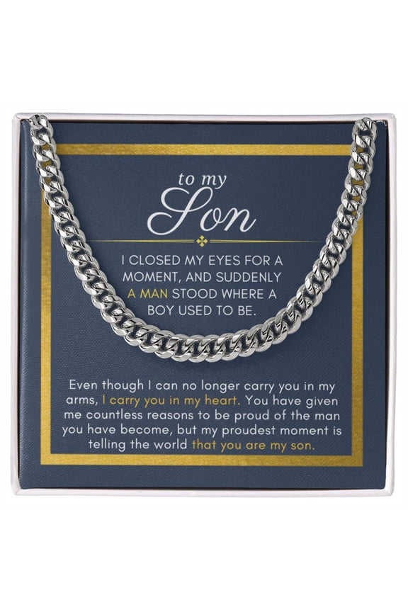 Gift For Son, Graduation Encouragement Message Cuban Chain Men Necklace