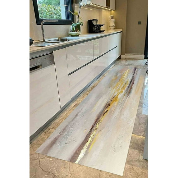 Gift For The Home Rugs, Customs Rug, Gray And Gold Painting Rug, Modern Rug, Cute Rug, Modern Rugs, Shimmery Rugs, Non-Slip Carpet Rugs, 3.3'x9.2' - 100x280 cm