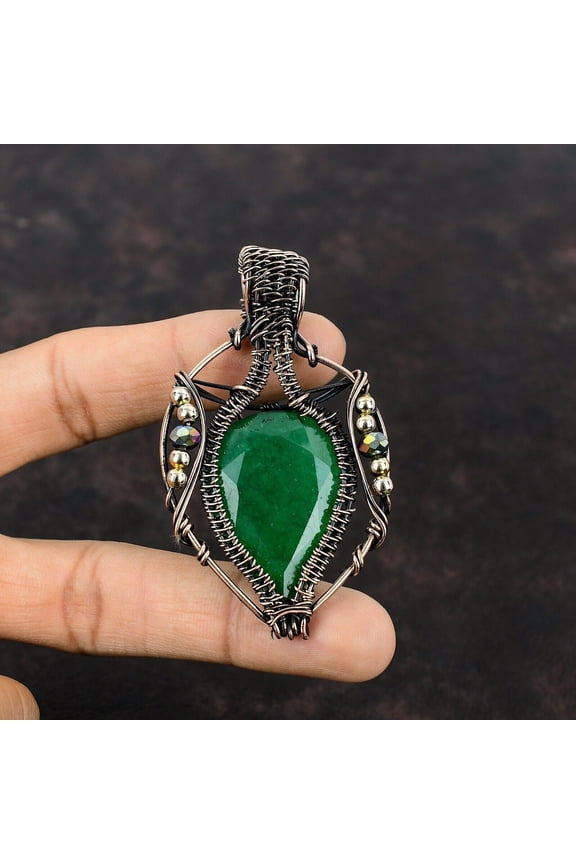 Gift For Women Designer Jewelry Wire Wrapped Pendant Copper Pendant 2.95"