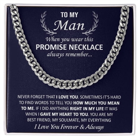 Gift For Your Man - Best Friend, Cuban Link Chain, Stainless Steel or Yellow Gold, Message Card & Gift Box