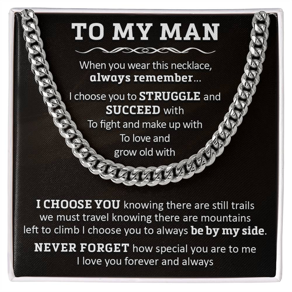 Gift For Your Man - By My Side, Cuban Link Chain, Stainless Steel or ...