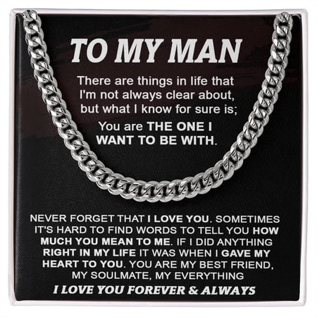Gift For Your Man - My Best Friend, Cuban Link Chain, Stainless Steel or Yellow Gold, Message Card & Gift Box