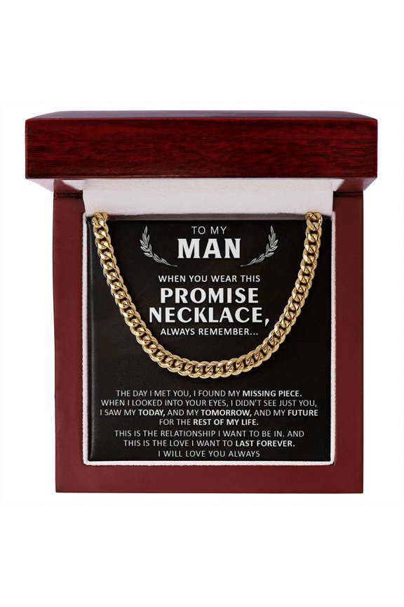 Gift For Your Man - My Future, Cuban Link Chain, Stainless Steel or Yellow Gold, Message Card & Gift Box