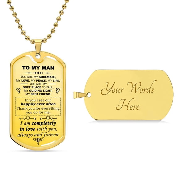 Gift For Your Man - My Guiding Light - Dog Tag - Graphic Military Dog Tag Necklace (Optional Personalized Engraving)