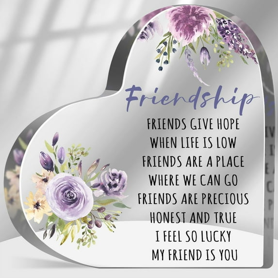 Gift for Friends Acrylic Best Friend Ever Gift Friendship Keepsake Plaque for Desk Decor Birthday Gift Idea for Women Men Female Sister Besties BFF Thank You Gift for Friends 5.9x5.9 Inch