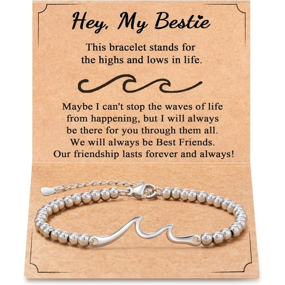 Gift for Friends, The Waves of Life We've Through Together, Woman Friendship Gifts Idea, Wave Bracelet for Best Friend Bestie Soul Sister Christmas Valentines Day Birthday Gifts For Her