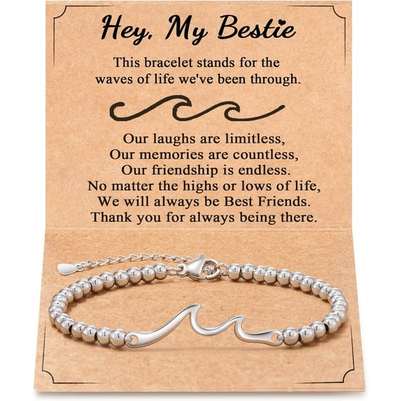 Gift for Friends, The Waves of Life We've Through Together, Woman Friendship Gifts Idea, Wave Bracelet for Best Friend Bestie Soul Sister Christmas Valentines Day Birthday Gifts For Her