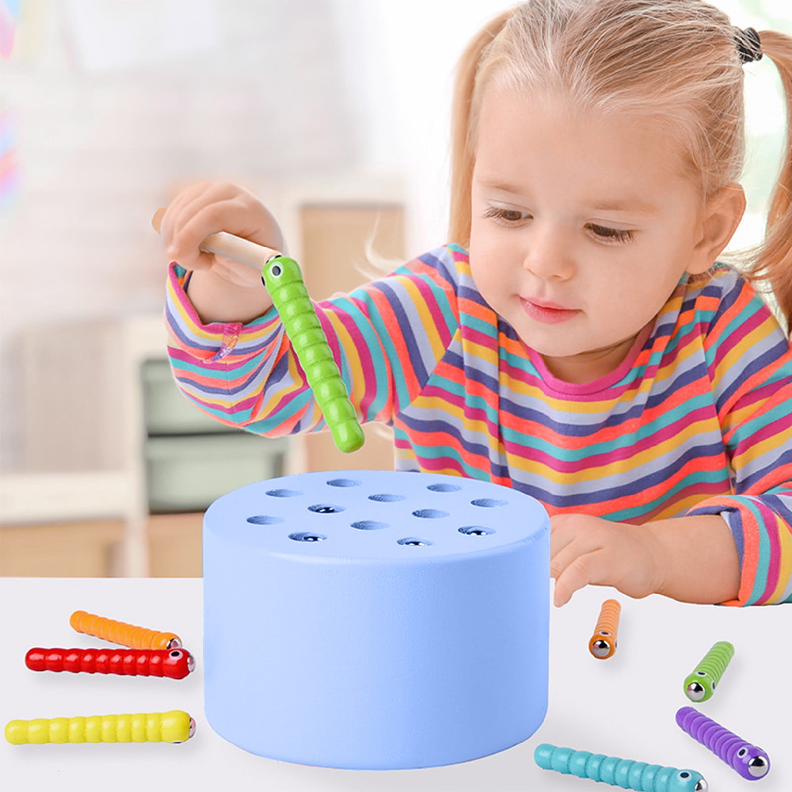 Gift for Girl Boy Kid Wooden Insect Catching And Insertion Toy For Kids ...