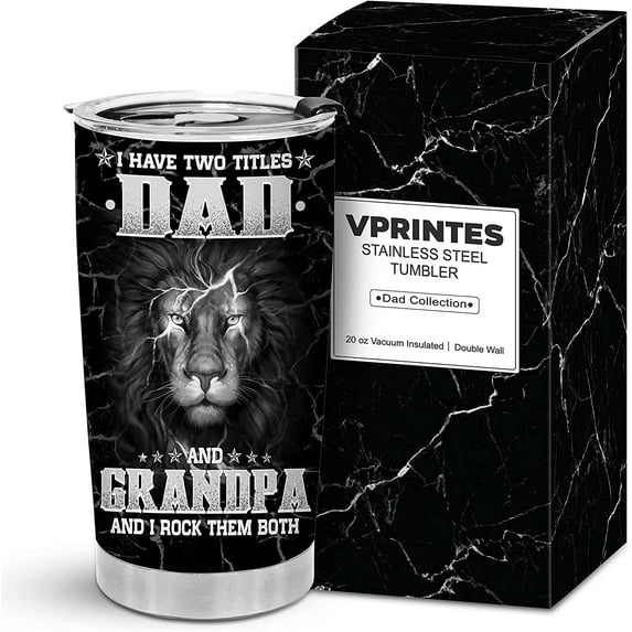 Gift for Grandpa Insulated Travel Mug - Rock Them Both 20oz Stainless Steel Tumbler with Lid - Best Grandpa Gifts from Grandchildren - Gifts for Grandpa Birthday, Christmas, Father''s Day