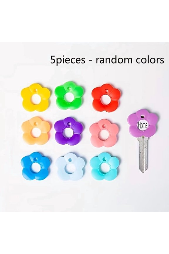 Gift for Her/Him Gift for Her/Him 5pcs/10pcs Multi-Color Flower-Shaped Keycap Set with Labeled Keycaps - Durable Keycap Protectors Featuring Color-coded Design, an Easy-to-install Keychain Organizer