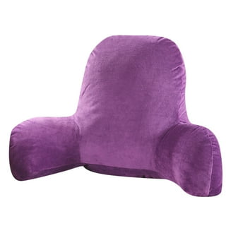 17.7in Soft Wedge Backrest Pillow with Adjustable Headrest, Lumbar Back Neck Support Cushion for Bed Home Sofa Office Chair Use, Purple