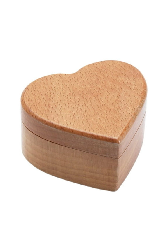 Heart Shaped Wooden Ring Box Khaki Vintage Style Wedding and Engagement Ring Storage Case