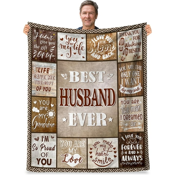 Gift for Husband Blanket, Husband Valentine Gift Throws Blanket from Wife, Wedding Gifts for Husband, Father's Day Birthday Presents for Husband Ultra-Soft Blanket 50x60 Inch
