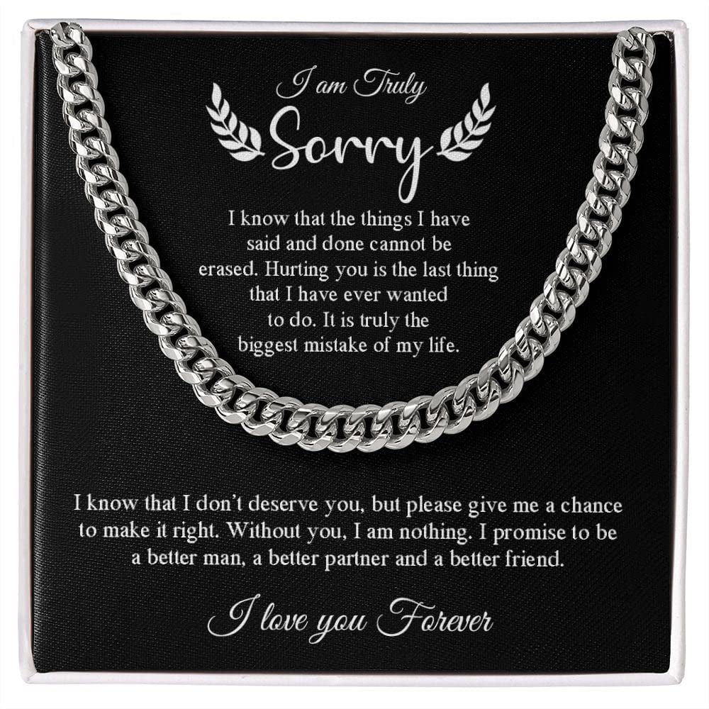 Gift For Husband, Cuban Link Chain For Man, Forgive Me Necklace, Men Jewelry with Message Card and Box, I'm Sorry Gift For Him, Apology Gifts For Men, Im Sorry Card, Best Gifts For Men