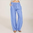 thumbnail image 1 of Gift Ideas For Moms,AXXD Trousers Solid Drawstring Waist Long Pants With Pocket Pants Suits For Women Formal Clearance Light Blue M, 1 of 7
