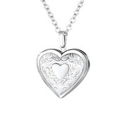 JINGTING Gift Jewelry Lover Chain Heart Shaped Pendant Photo Picture Locket Necklace SILVER